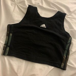 Cropped Tank Top from Adidas, Black with Camo sides, Women’s Small